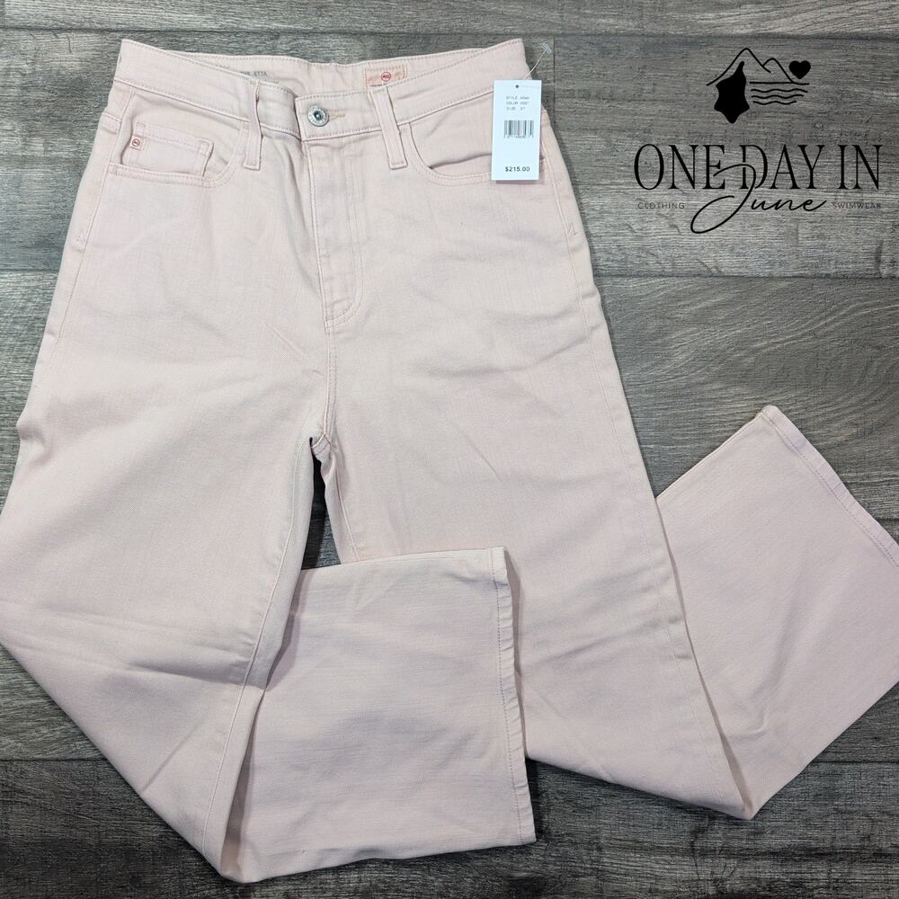 AG Adriano Goldschmied The Etta High Rise Wide Crop Jeans Pink NWT $215 Size 4